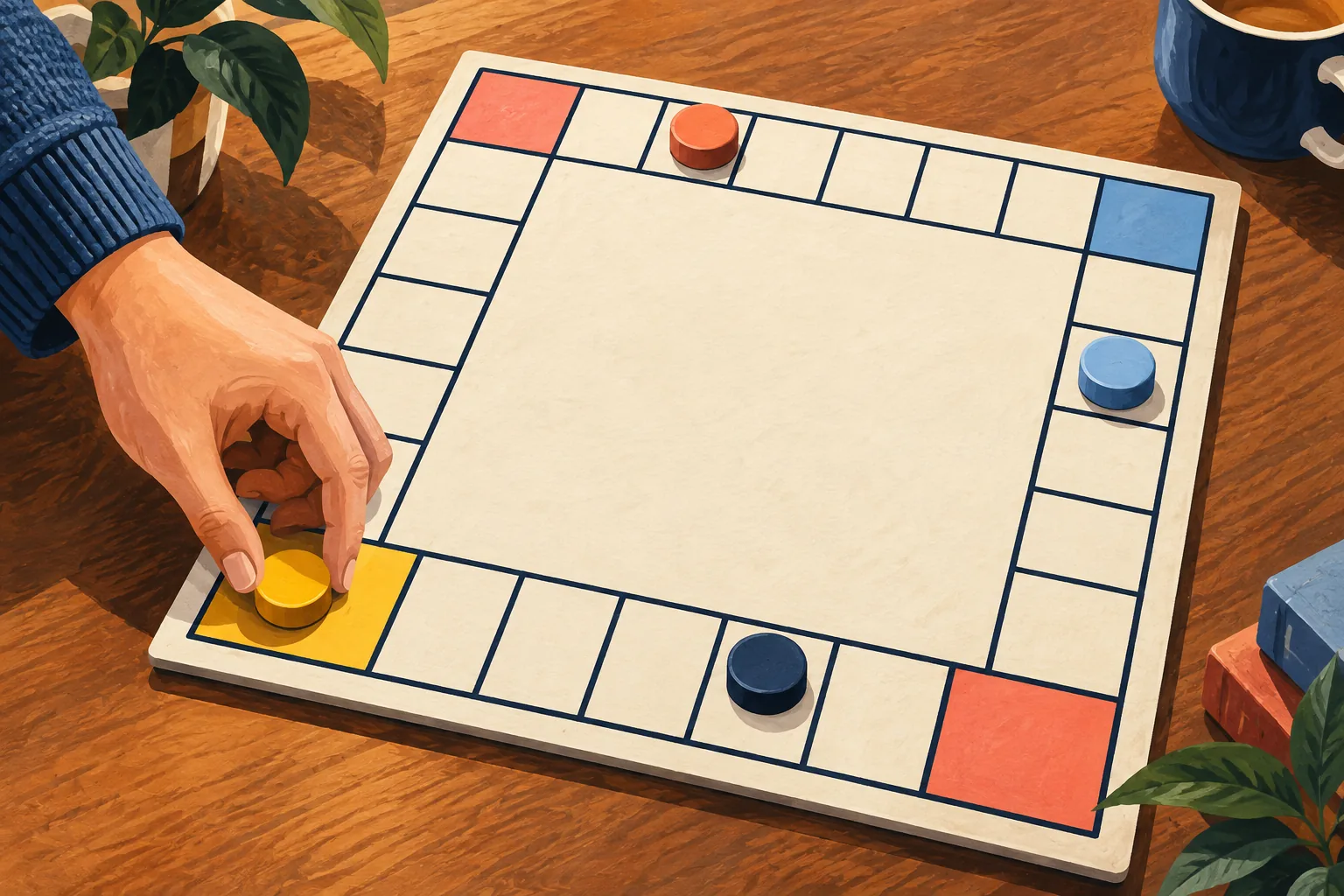 Editorial illustration: A board-game token being returned to its starting square.